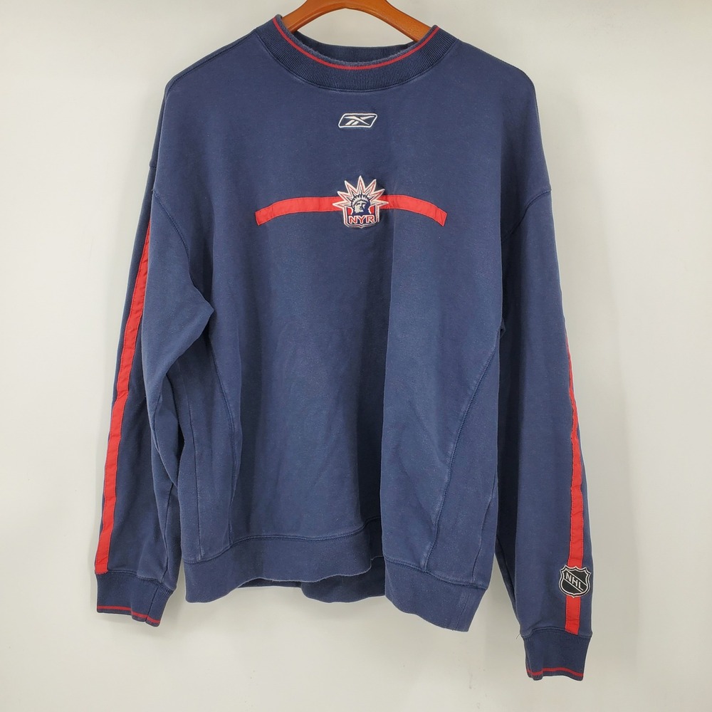 Vintage Y2K Reebok New York Rangers Lady Liberty NHL Sweatshirt XL CCM Platinum